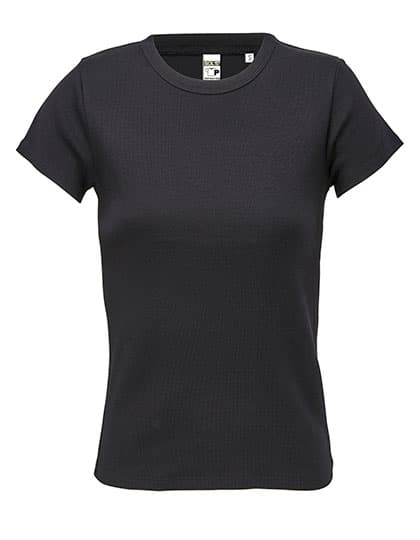 Women´s Ribbed T-Shirt Sara — Deep Black