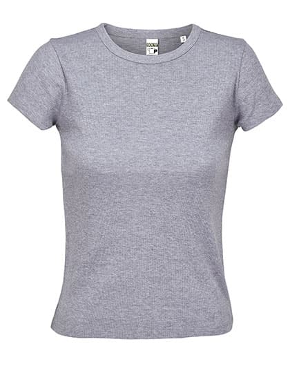 Women´s Ribbed T-Shirt Sara — Light Grey Melange