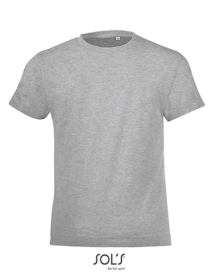 Kids´ Round Collar T-Shirt Regent Fit — Grey Melange