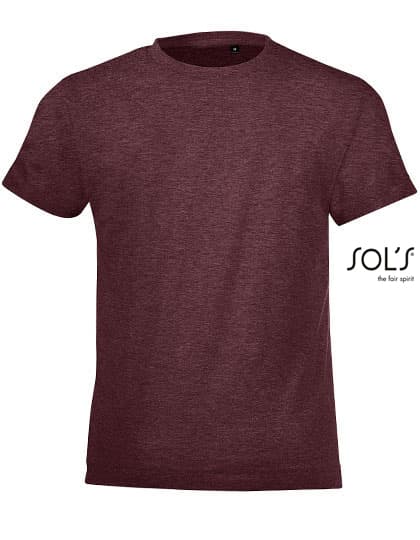 Kids´ Round Collar T-Shirt Regent Fit — Heather Oxblood
