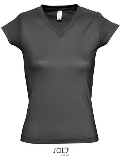 Women´s V-Neck-T-Shirt Moon — Dark Grey (Solid)