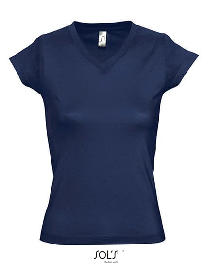 Women´s V-Neck-T-Shirt Moon — French Navy