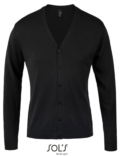Men´s Golden V-Neck Knitted Cardigan — Black