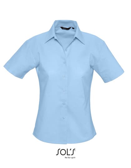 Women´s Oxford-Blouse Elite Short Sleeve — Sky Blue