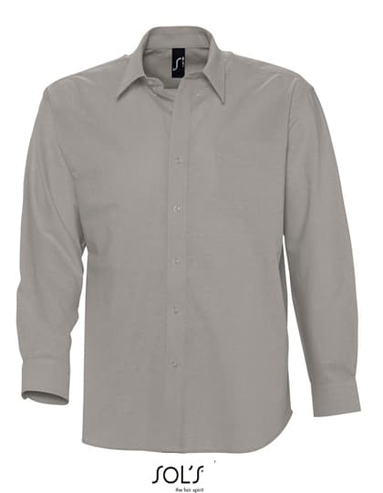 Men´s Oxford-Shirt Boston Long Sleeve — Silver