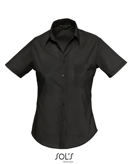 Popeline-Blouse Escape Short Sleeve — Black