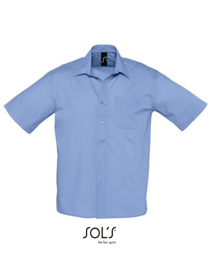 Popeline-Shirt Bristol Short Sleeve — Middle Blue