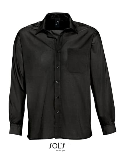 Popeline-Shirt Baltimore Long Sleeve — Black