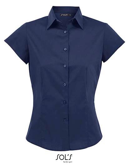 Women´s Stretch-Blouse Excess Short Sleeve — Dark Blue