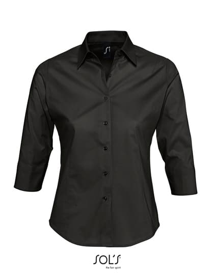 Women´s Stretch-3/4-Sleeve Blouse Effect — Black
