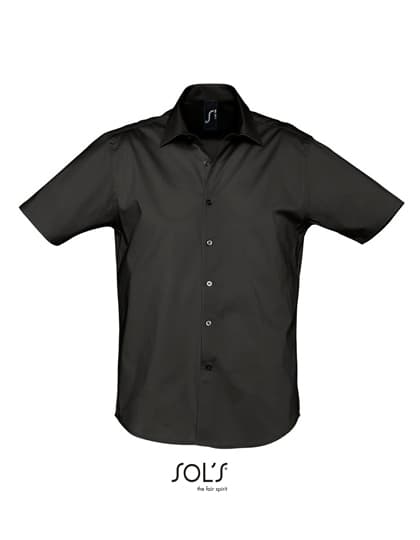 Men´s Stretch-Shirt Broadway Short Sleeve — Black