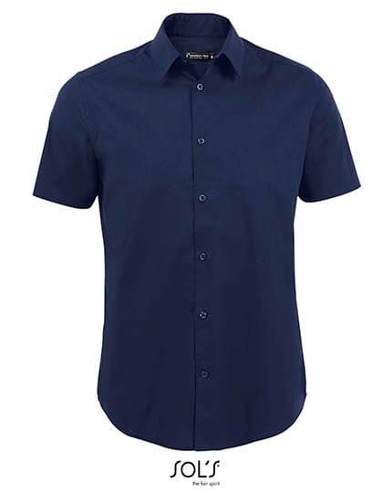 Men´s Stretch-Shirt Broadway Short Sleeve — Dark Blue