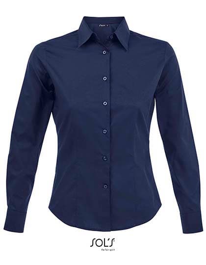 Women´s Long Sleeved Stretch Shirt Eden — Dark Blue