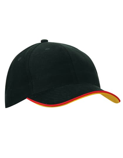6 Panel Double Sandwich Cap — Black