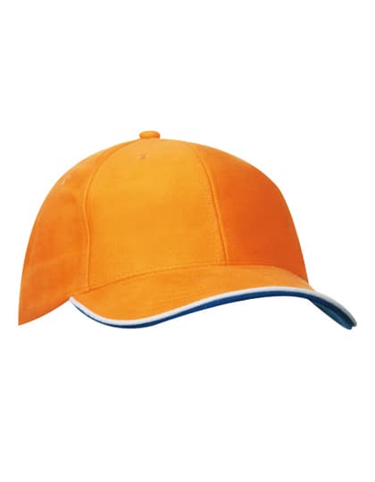 6 Panel Double Sandwich Cap — Orange