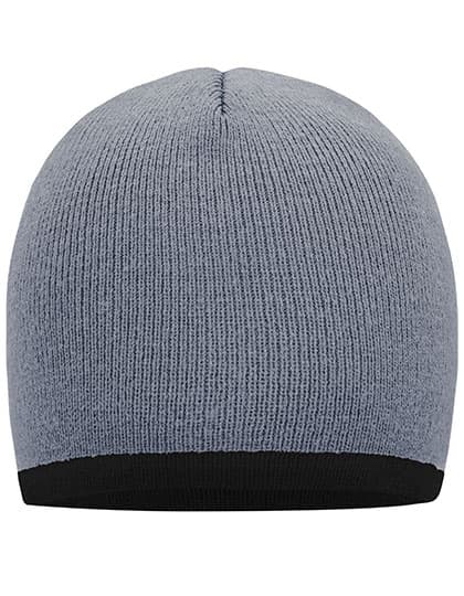 Beanie With Contrasting Border — Light Grey