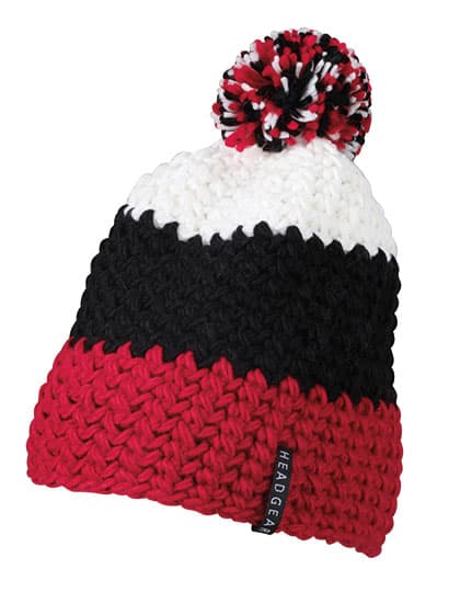 Crocheted Cap With Pompon — Red