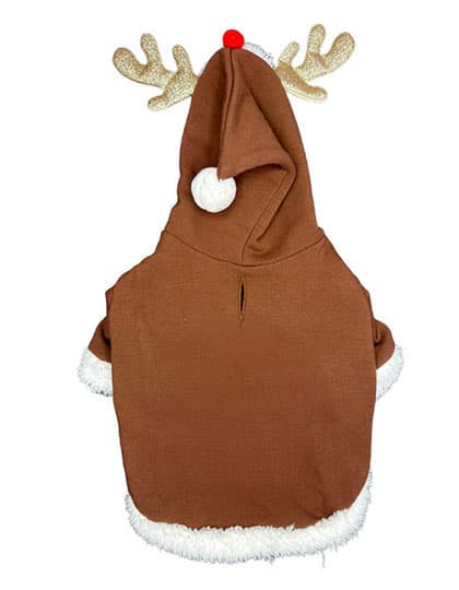 Dog Reindeer Hoodie — Brown-Natural-White