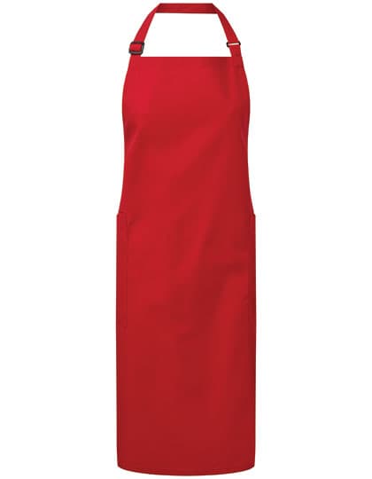 Recycled & Organic Fairtrade Bib Apron — Red (ca. Pantone 201C)