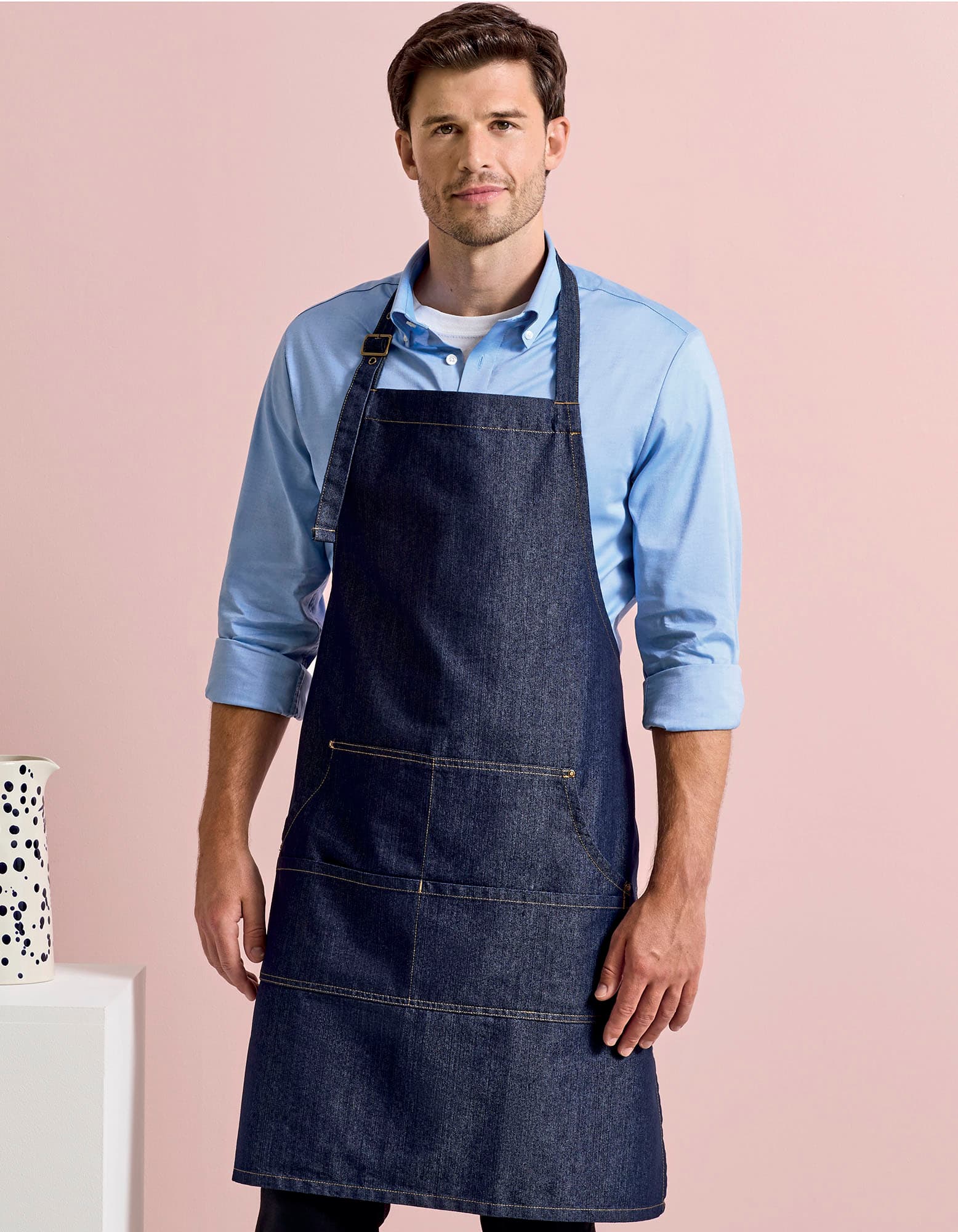 Jeans Stitch Denim Bib Apron