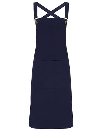 Cross Back Barista Bib Apron — Navy (ca. Pantone 2766C)