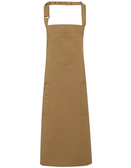 Cotton Chino Bib Apron — Khaki