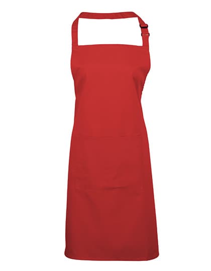 Colours Collection Bib Apron With Pocket — Red (ca. Pantone 200C)