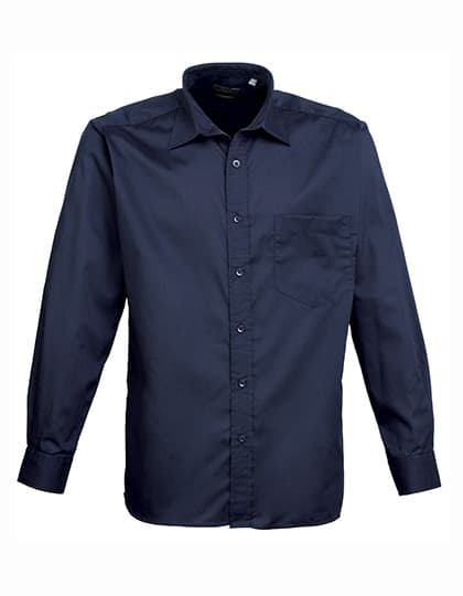 Men´s Poplin Long Sleeve Shirt — Navy (ca. Pantone 2378C)