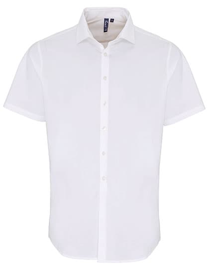 Men´s Stretch Fit Poplin Short Sleeve Cotton Shirt — White