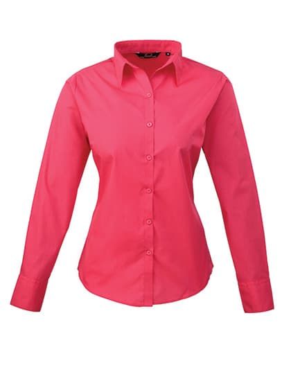 Women´s Poplin Long Sleeve Blouse — Hot Pink