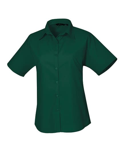 Women´s Poplin Short Sleeve Blouse — Bottle Green