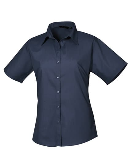 Women´s Poplin Short Sleeve Blouse — Navy (ca. Pantone 2378C)