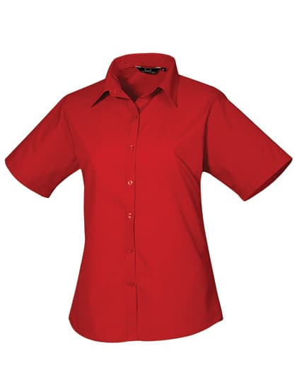 Women´s Poplin Short Sleeve Blouse — Red