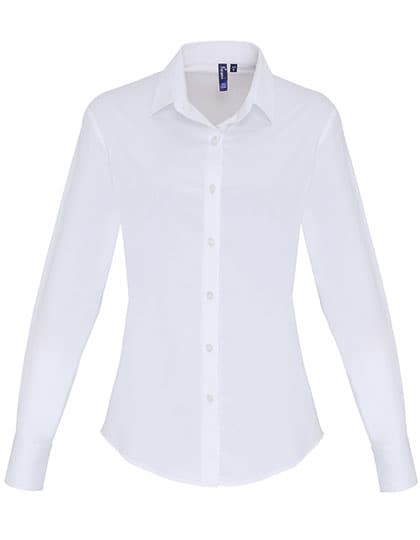 Women´s Stretch Fit Poplin Long Sleeve Cotton Shirt — White