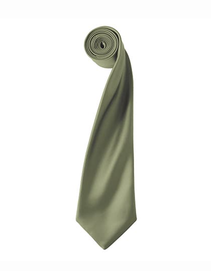 Colours Collection Satin Tie — Olive (ca. Pantone 378C)