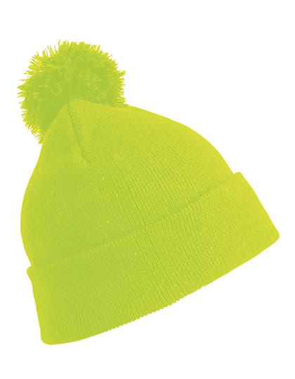 Junior Pom Pom Beanie — Fluorescent Yellow