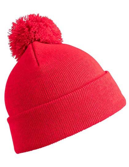 Junior Pom Pom Beanie — Red