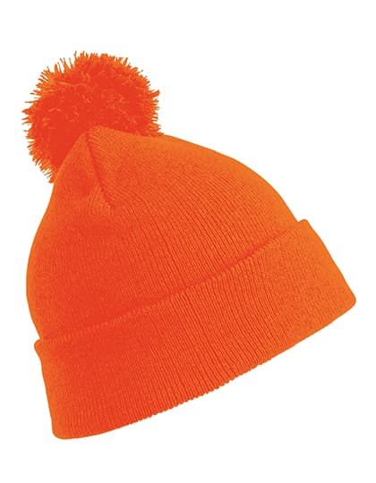 Pom Pom Beanie — Fluorescent Orange