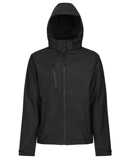 Venturer 3-Layer Printable Hooded Softshell Jacket — Black
