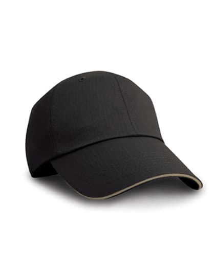 Herringbone Cap With Sandwich Peak — Black