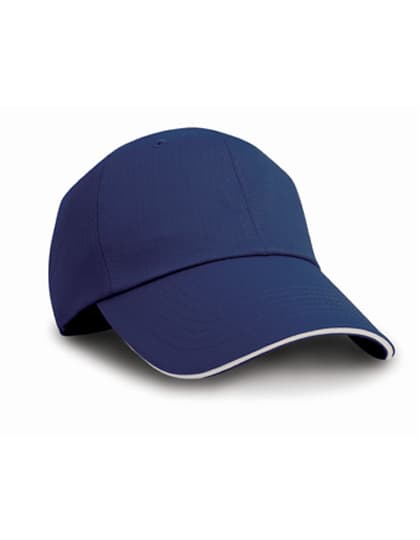 Herringbone Cap With Sandwich Peak — Navy