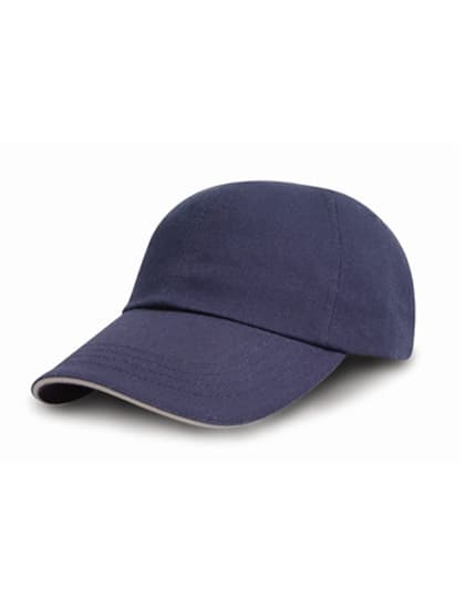 Brushed Cotton Decorators Cap With Sandwich Peak — Navy