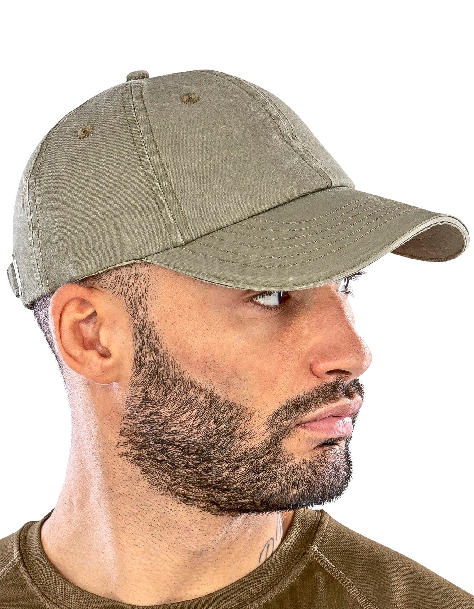 Washed Fine Line Cotton Cap With Sandwich Peak