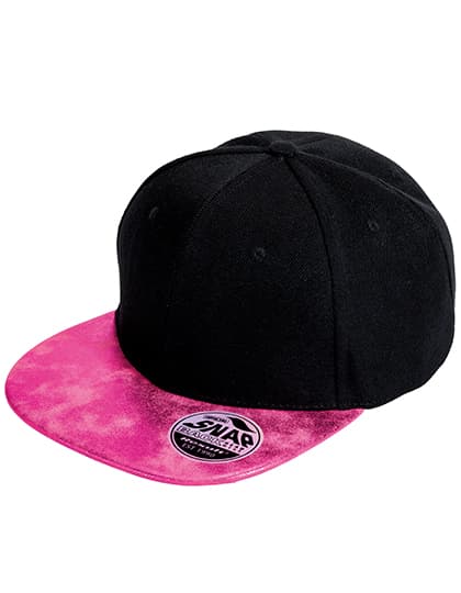 Bronx Flat Glitter Peak Snapback Cap — Black