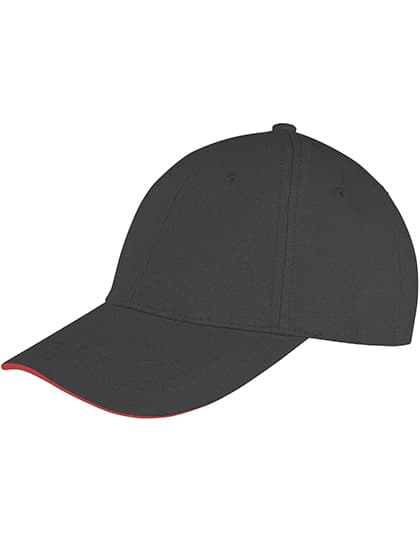 Memphis Brushed Cotton Low Profile Sandwich Peak Cap — Black