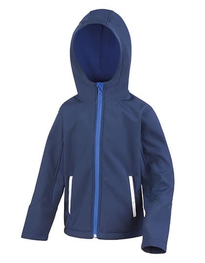 Youth TX Performance Hooded Soft Shell Jacket — Navy