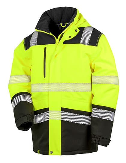 Printable Waterproof Softshell Safety Coat — Fluorescent Yellow