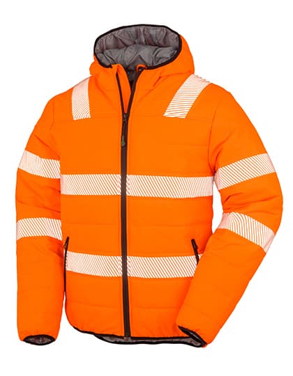 Recycled Ripstop Padded Safety Jacket — Fluorescent Orange