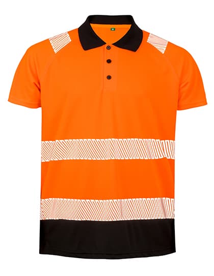 Recycled Safety Polo Shirt — Fluorescent Orange