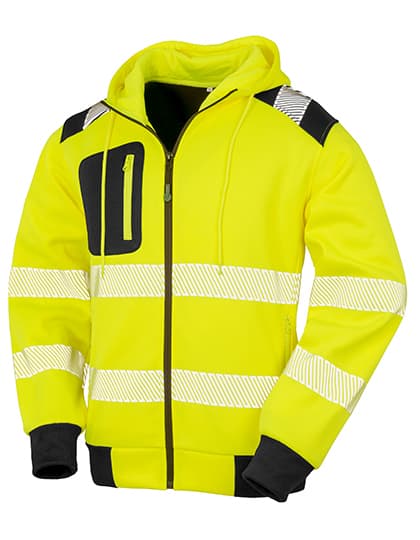 Recycled Zipped Safety Hoody — Fluorescent Yellow